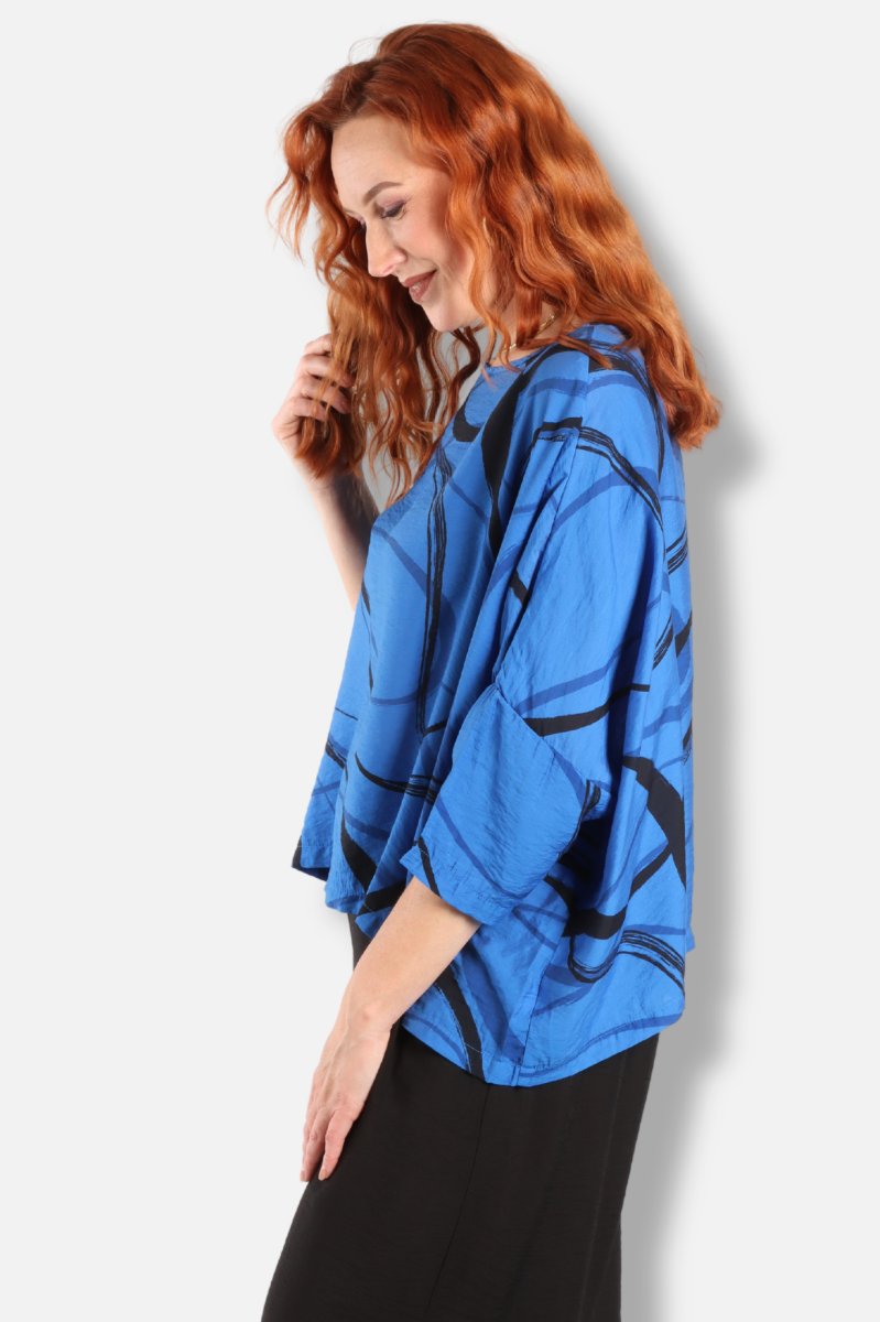 Crop Top - Vivid Blue Swirl Parachute