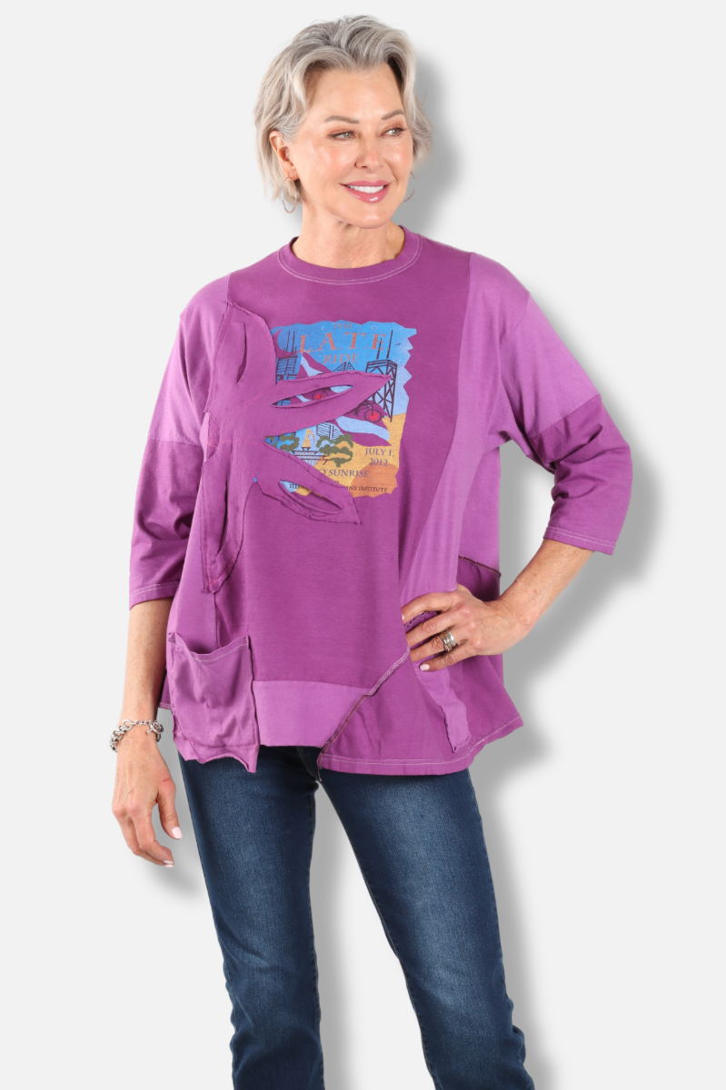 Triangle Floral Tee - Purple #2