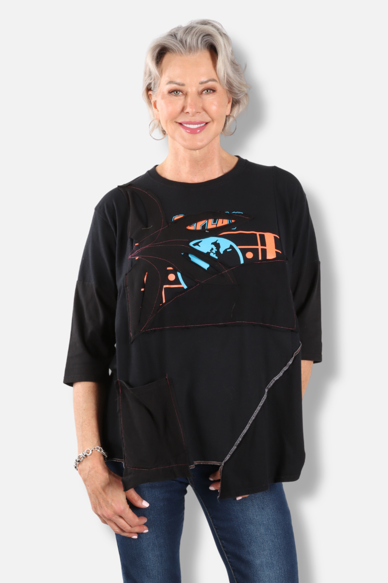 Triangle Floral Tee - Black #3