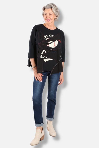 Triangle Floral Tee - Black #4