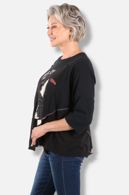 Triangle Floral Tee - Black #4