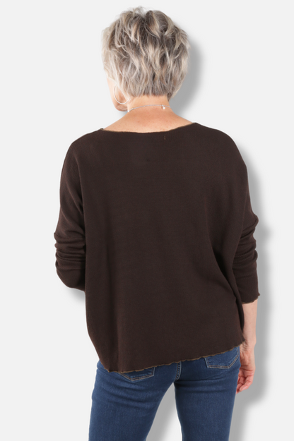 Osize Pocket Pullover - Chocolate