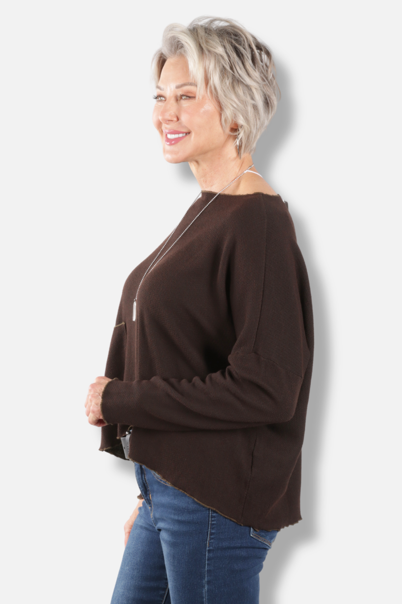 Osize Pocket Pullover - Chocolate