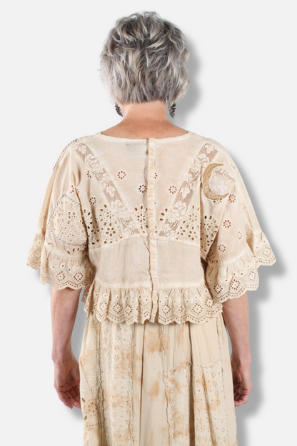 Softly Worn Eyelet Top - Oatmeal