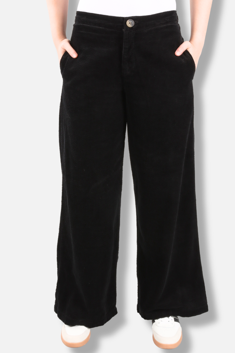 Wide leg Zip Pant - Black