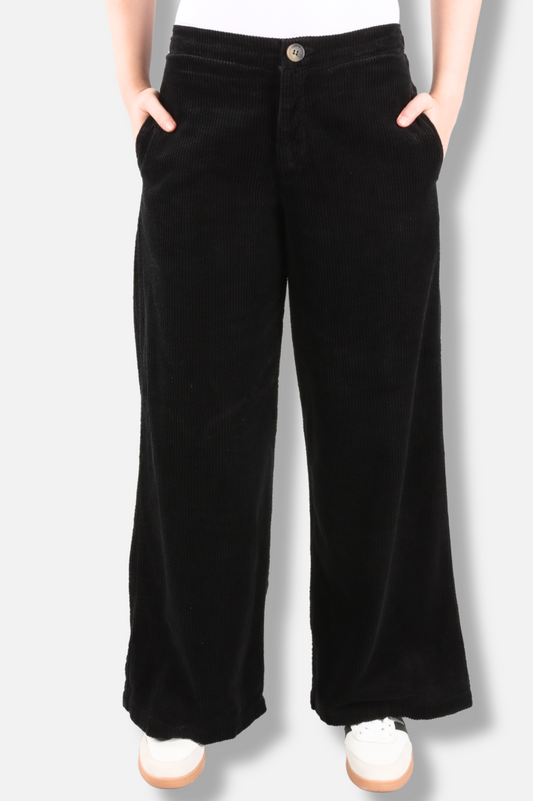 Wide leg Zip Pant - Black