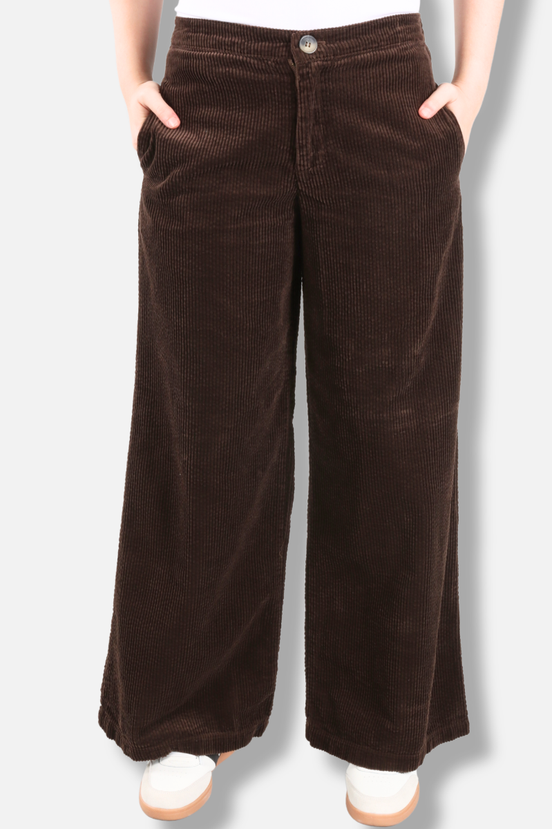 Wide leg Zip Pant - Chocolate