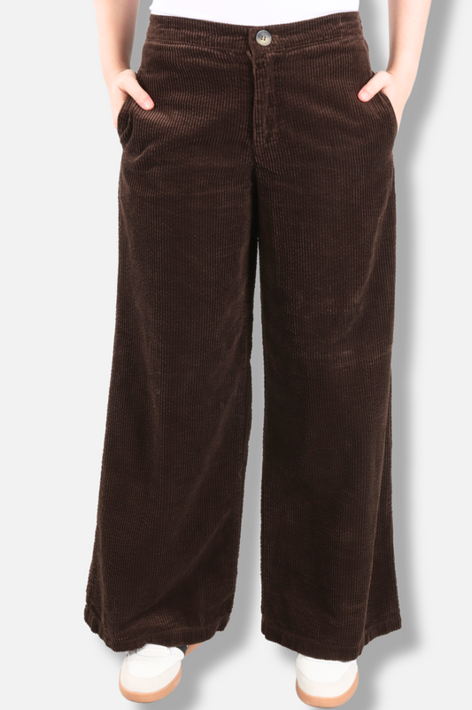 Wide leg Zip Pant - Chocolate