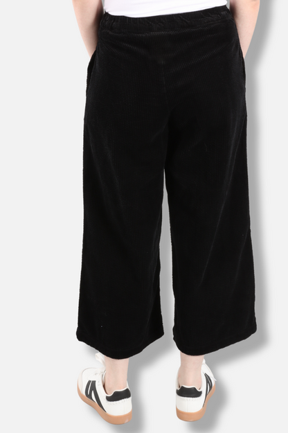 Crop Wide Leg Zip Pant - Black 