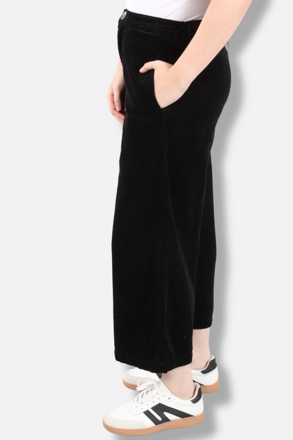 Crop Wide Leg Zip Pant - Black 