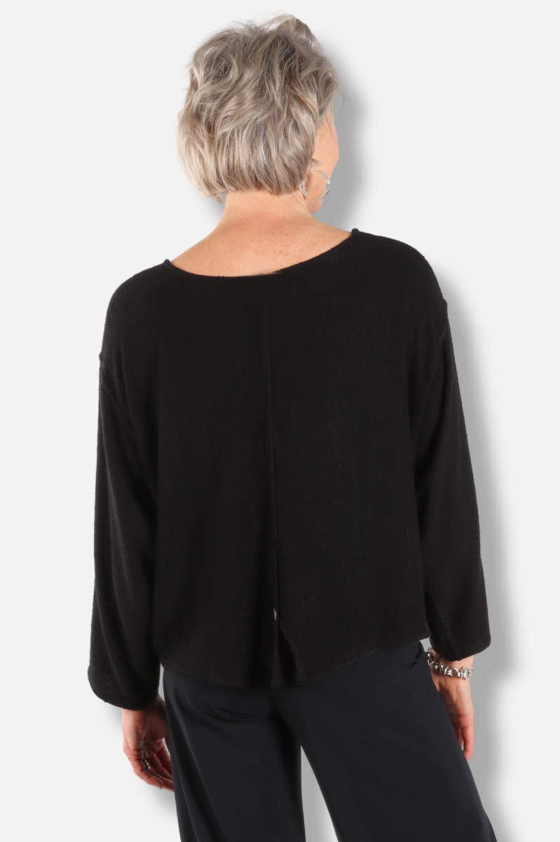 Button Accent Top - Black