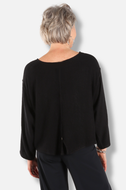 Button Accent Top - Black