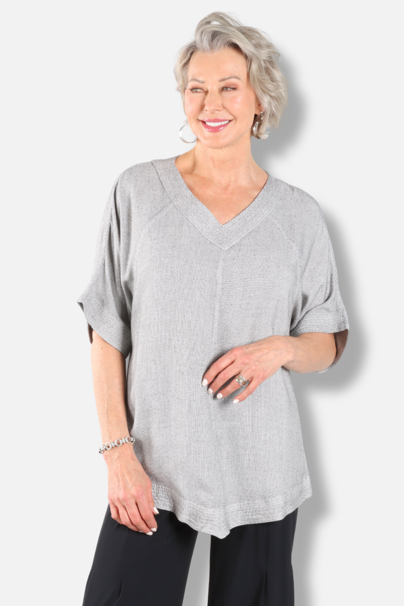 Banded Hem Top - Grey