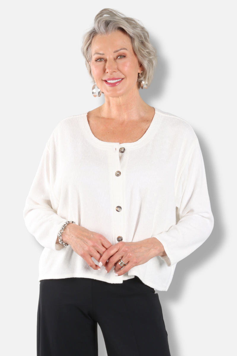Button Cardigan - White
