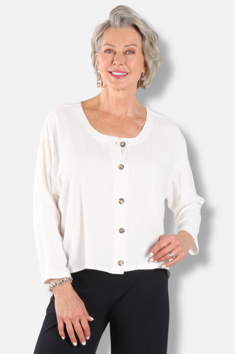 Button Cardigan - White
