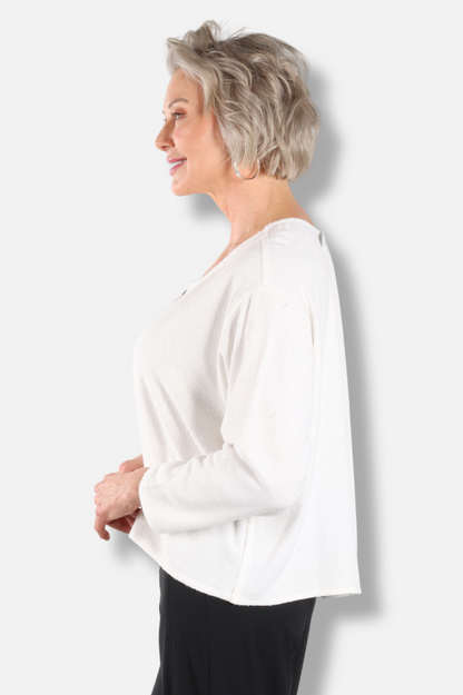 Button Cardigan - White