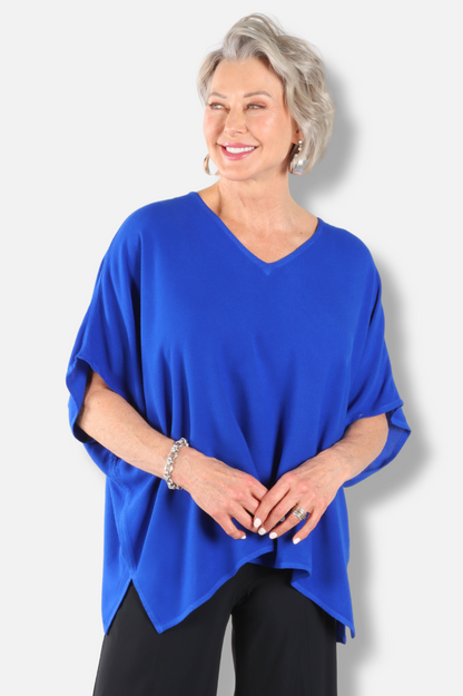 V Neck Top - Electric Blue