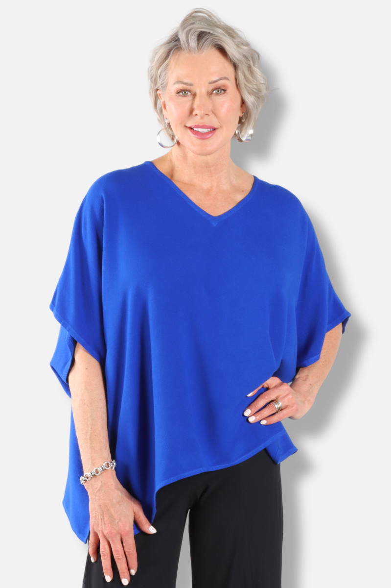 V Neck Top - Electric Blue