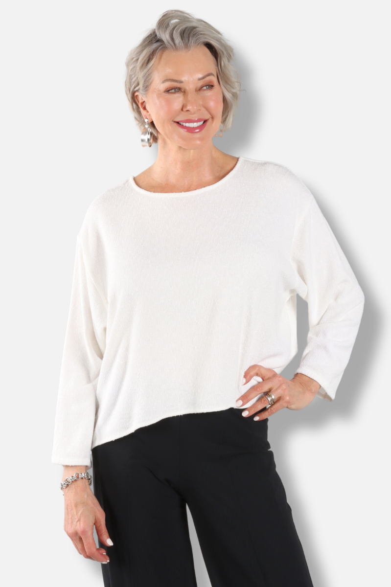 Button Accent Top - White