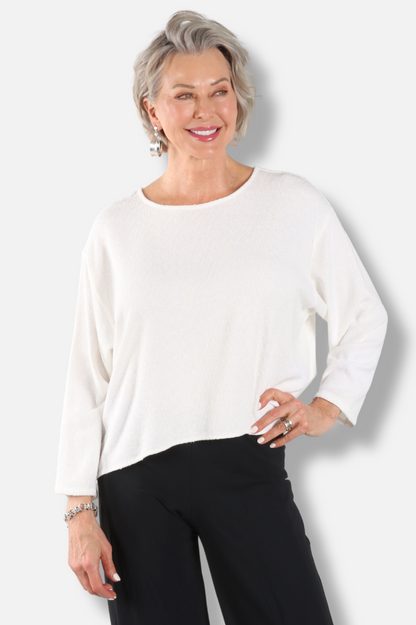Button Accent Top - White