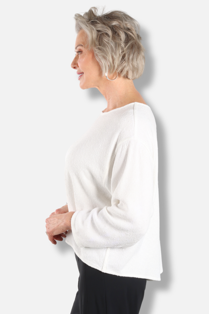 Button Accent Top - White
