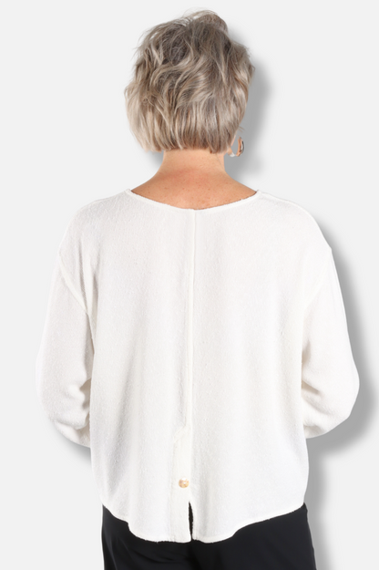 Button Accent Top - White