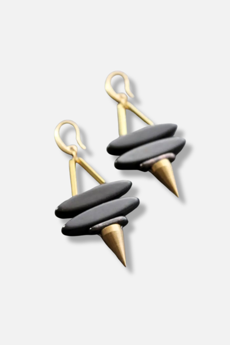 Magnesite Earring - Black & Gold 