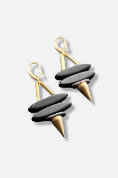 Magnesite Earring - Black & Gold 
