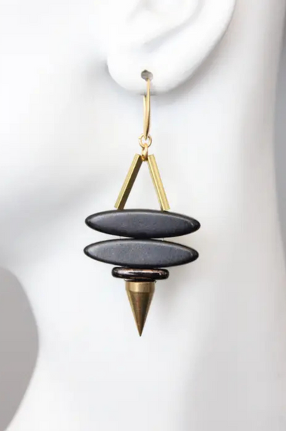 Magnesite Earring - Black & Gold 