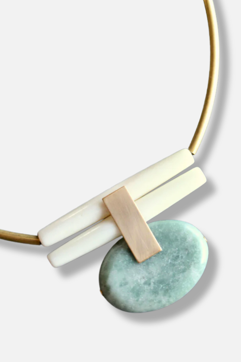 Green Jasper Necklace - Gold 