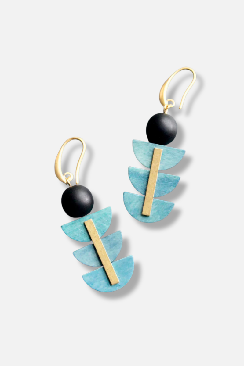 Jet Glass Earring - Blue 