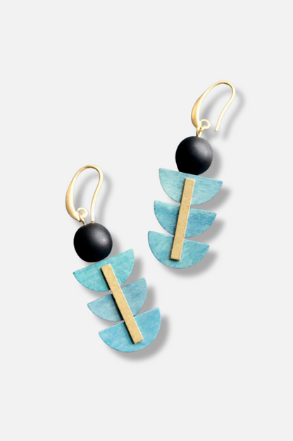 Jet Glass Earring - Blue 