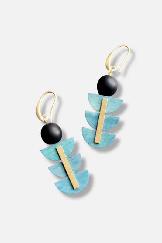 Jet Glass Earring - Blue 
