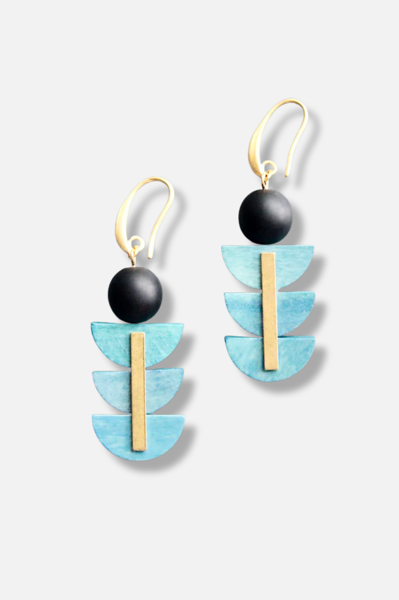 Jet Glass Earring - Blue 