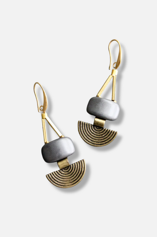 Fan Brass Earring - Gold 