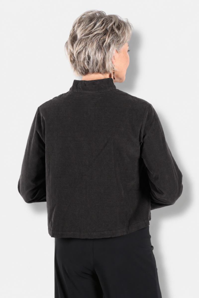 Crop Mandarin Jacket - Fig Corduroy