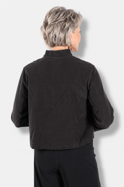 Crop Mandarin Jacket - Fig Corduroy