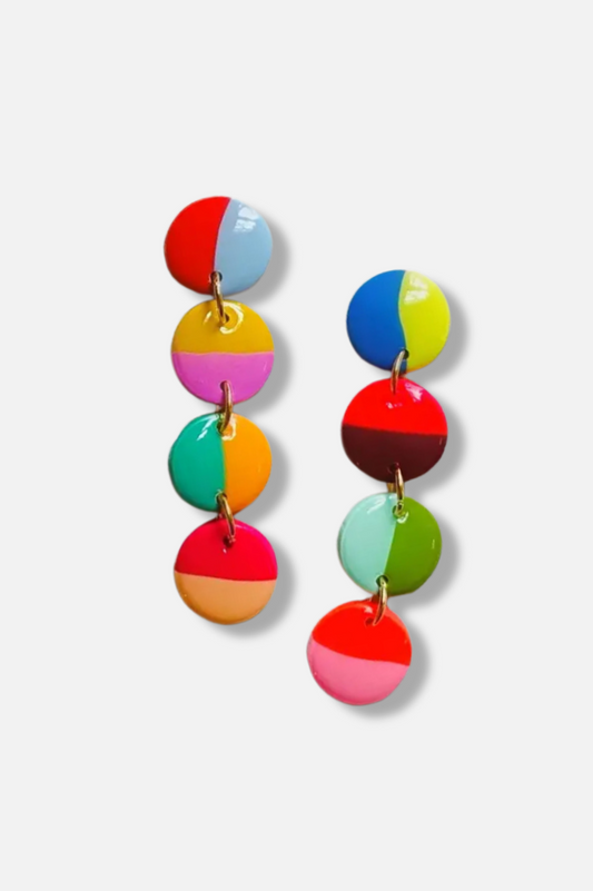 Small Circle Color Blocks Earrings