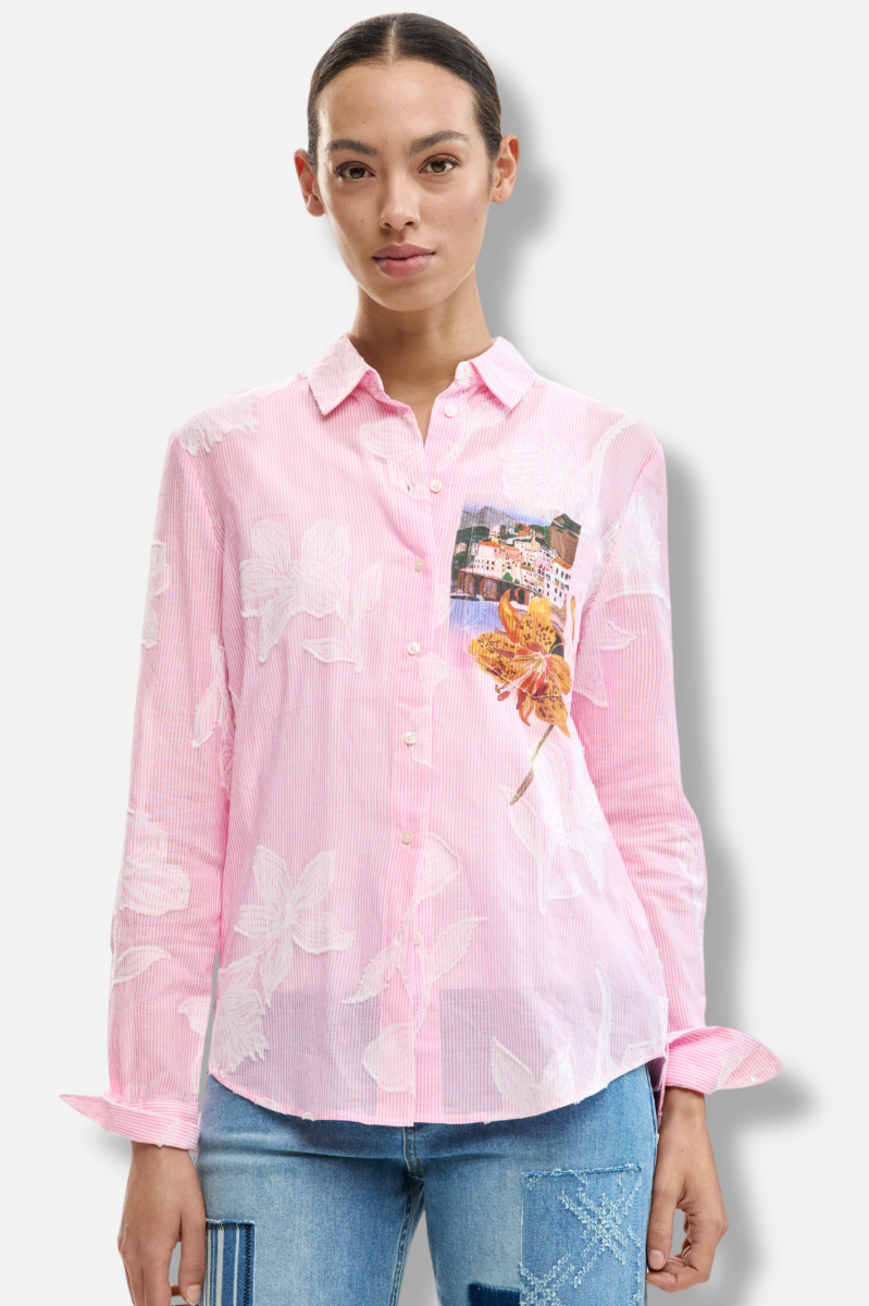 Striped Postcard Shirt - Rosa