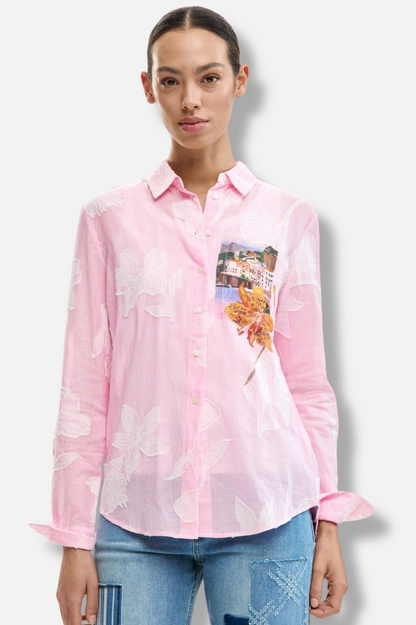 Striped Postcard Shirt - Rosa
