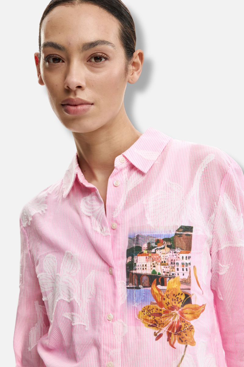 Striped Postcard Shirt - Rosa