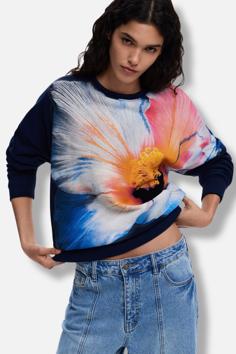 Big Flower Sweatshirt - Navy