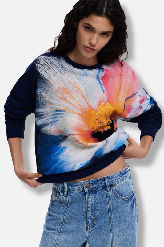 Big Flower Sweatshirt - Navy