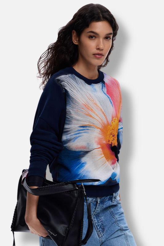 Big Flower Sweatshirt - Navy