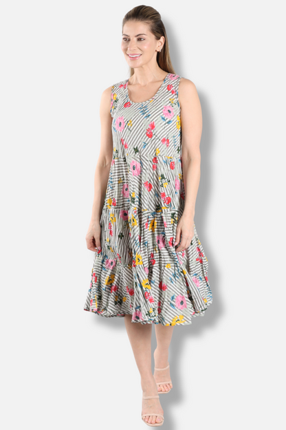 Joy Dress - Floral & Stripes