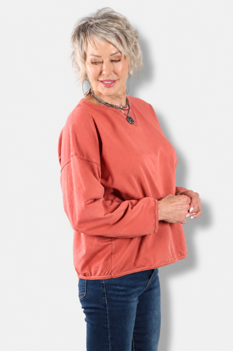 Stretch Terry Sweatshirt - Cinnabar