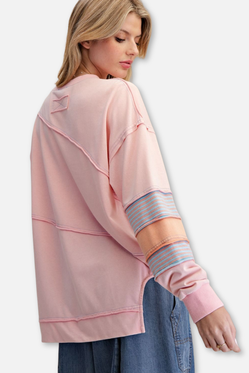 Terry Pullover - Coral Pink