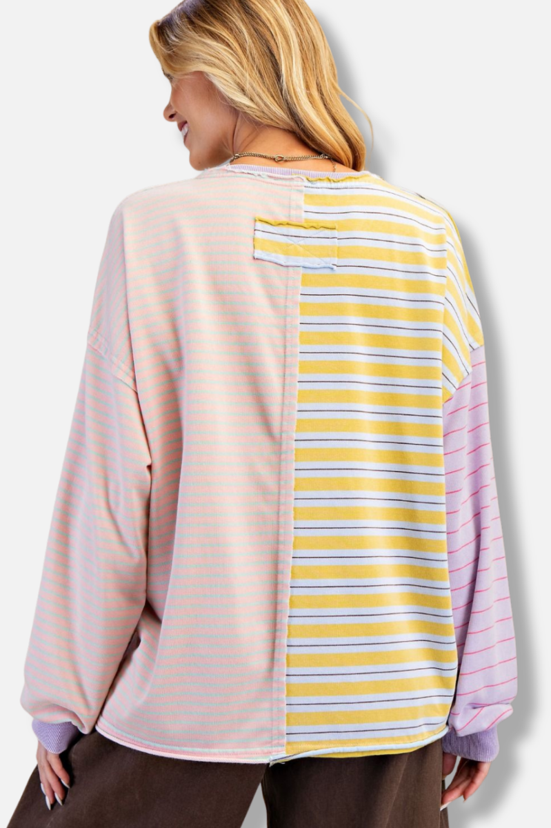 Stripe Terry Pullover - Mustard