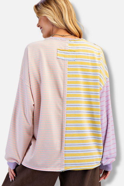 Stripe Terry Pullover - Mustard