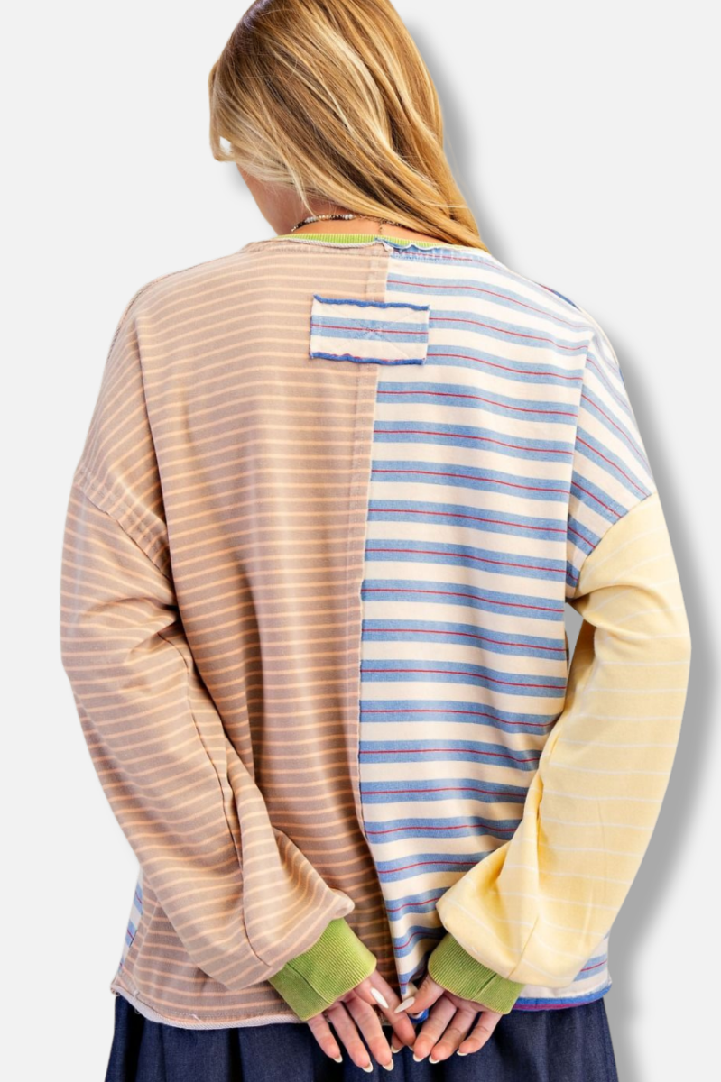 Stripe Terry Pullover - Denim